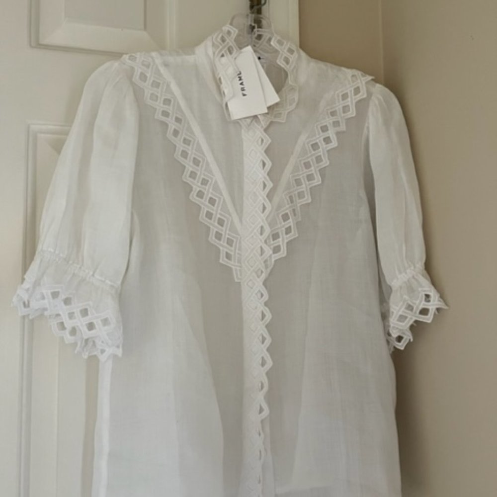 Beautiful FRAME Embroidered High Neck Blouse Size P/S